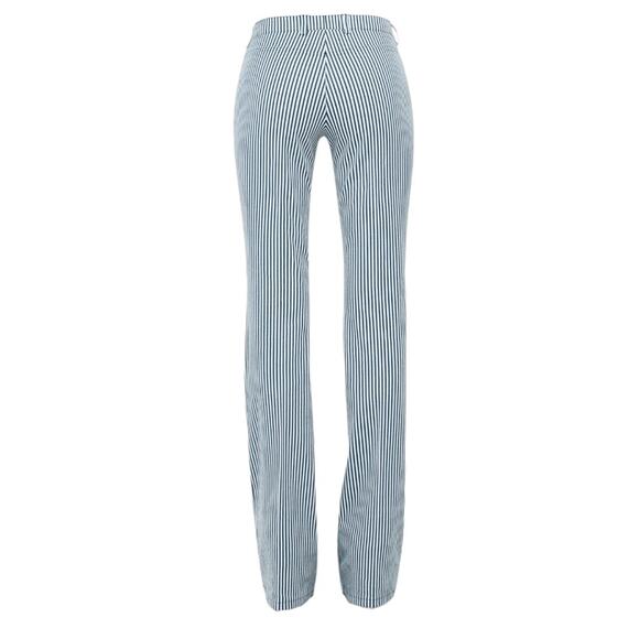 Akris Punto Striped Blue/White Faye Boot-Cut Pants | Size 6 - Picture 3 of 8